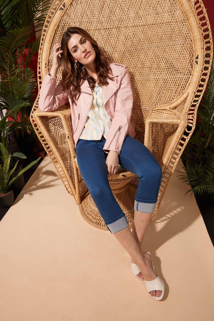 Rekucci Rekucci Women's Pull-On Skinny Fit Jean Capri With Cuff Malibu-solid