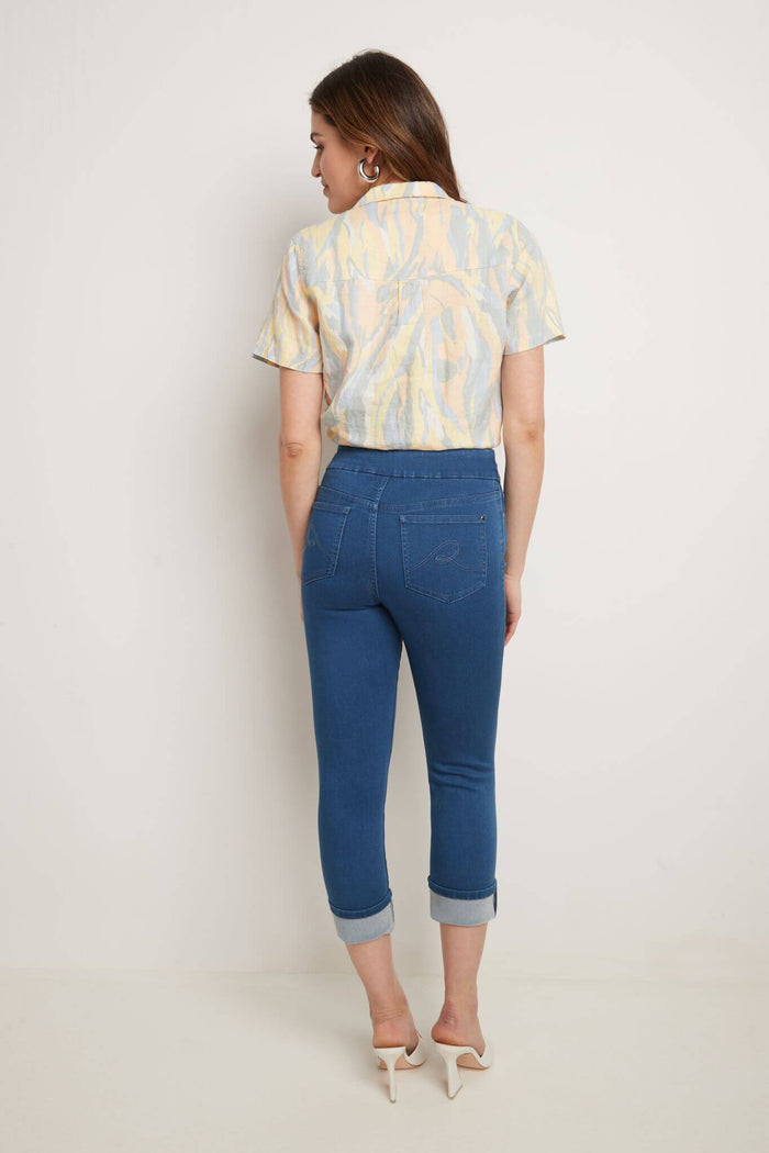 Rekucci Rekucci Women's Pull-On Skinny Fit Jean Capri With Cuff Malibu-solid