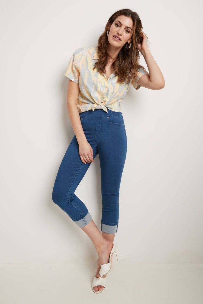 rekucci Rekucci Women's Pull-On Skinny Fit Jean Capri with Cuff malibu-solid