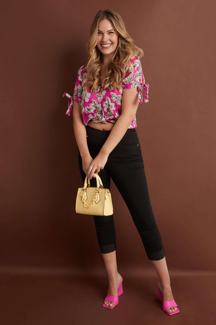 rekucci Rekucci Women's Pull-On Skinny Fit Jean Capri with Cuff black