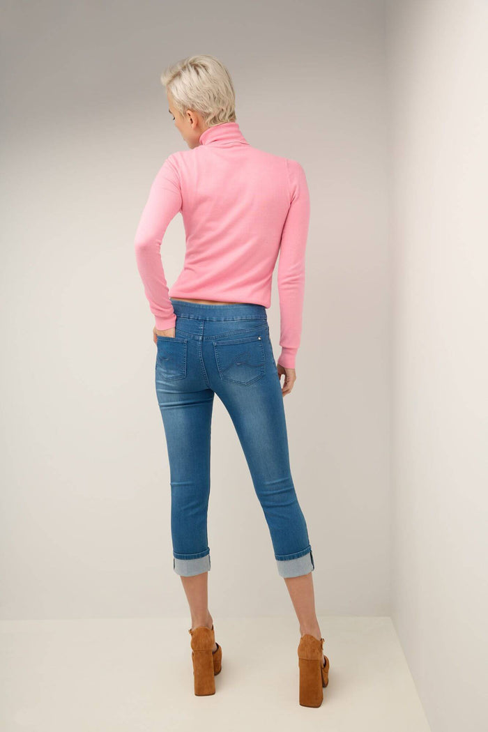 Rekucci Rekucci Women's Pull-On Skinny Fit Jean Capri With Cuff Malibu-sandblast