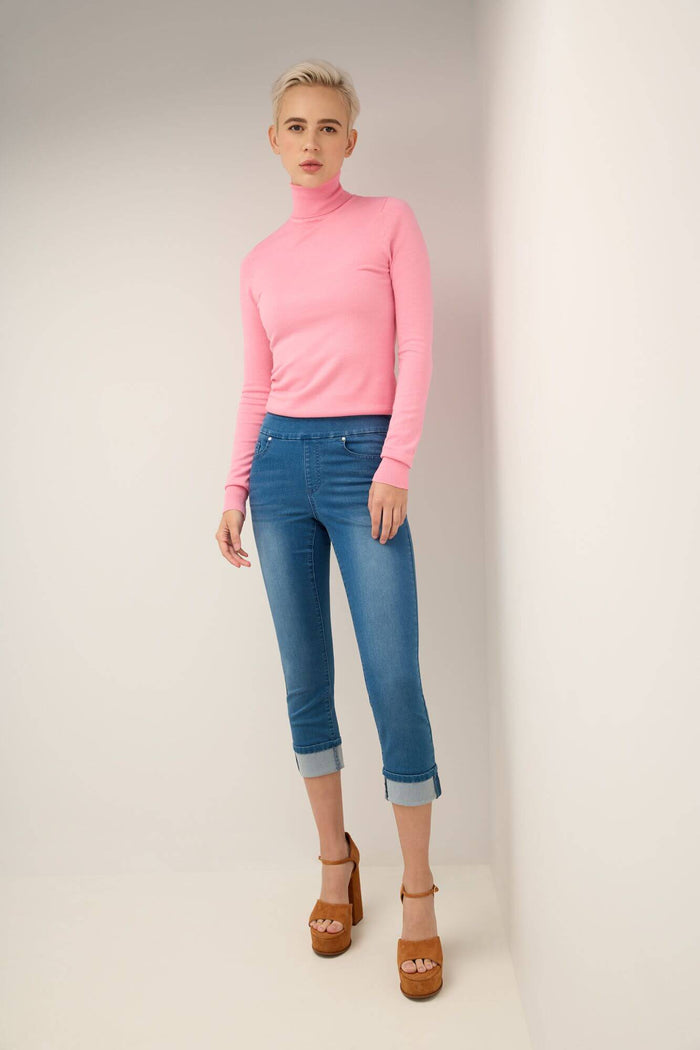 Rekucci Rekucci Women's Pull-On Skinny Fit Jean Capri With Cuff Malibu-sandblast