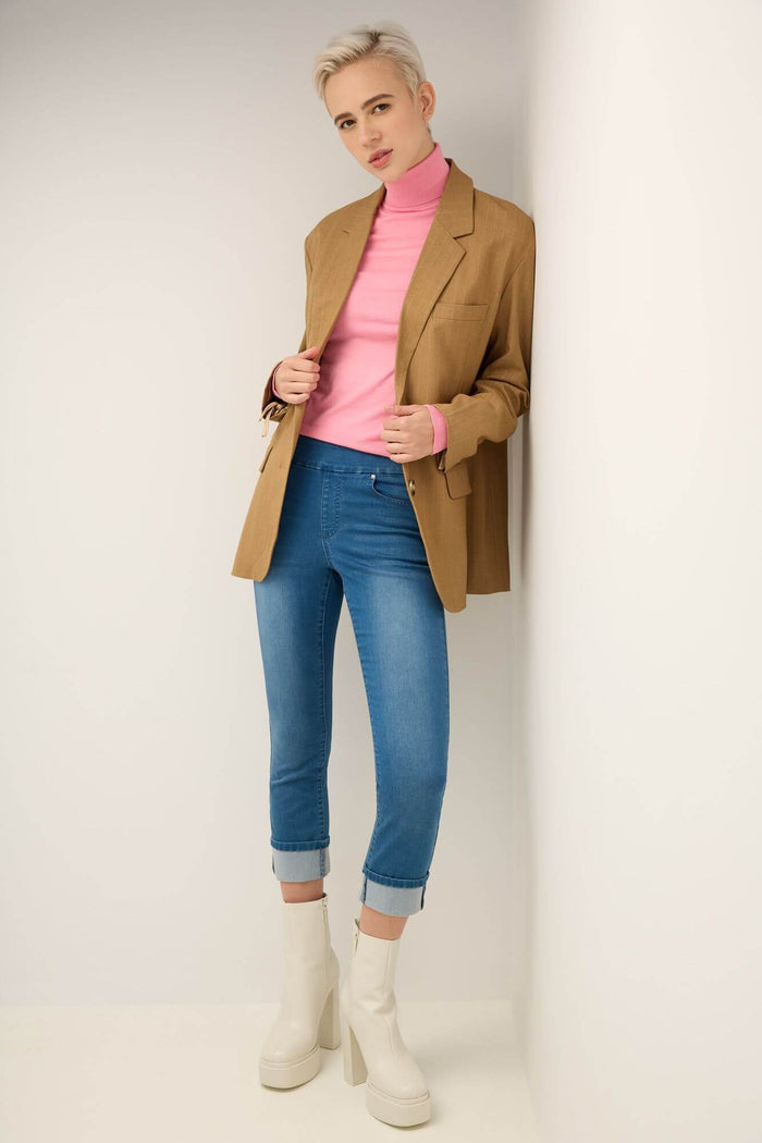 rekucci Rekucci Women's Pull-On Skinny Fit Jean Capri with Cuff malibu-sandblast