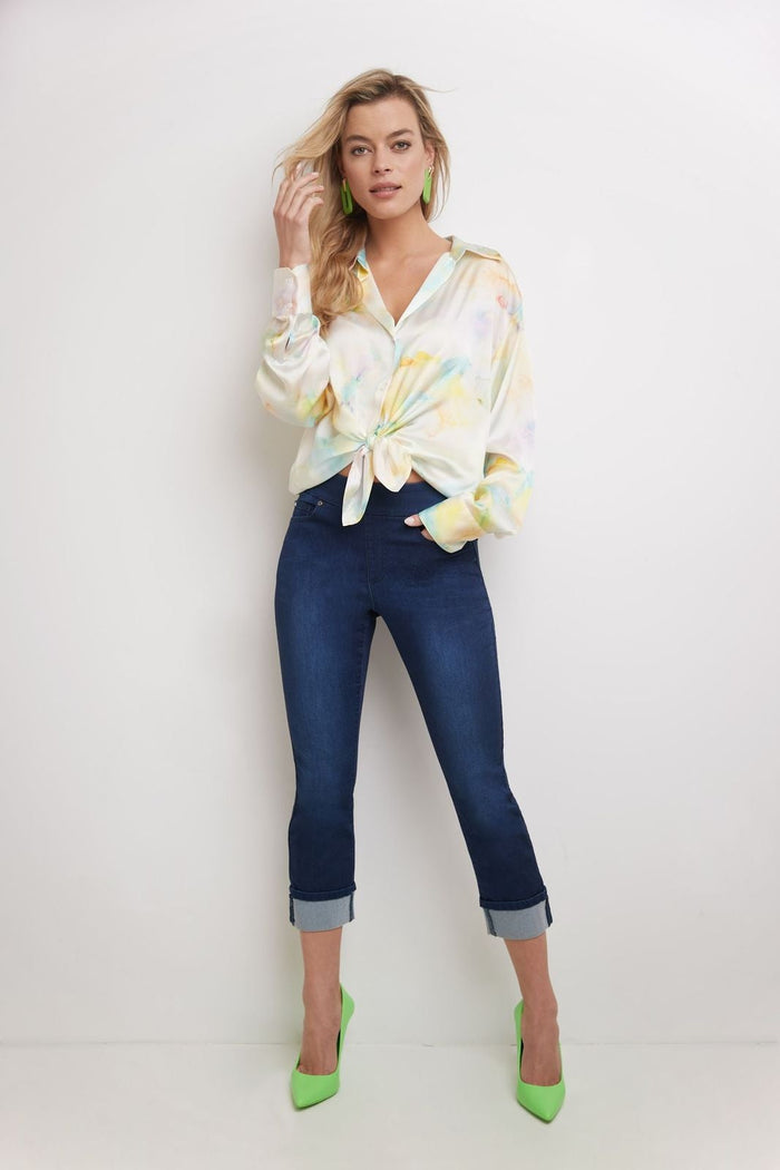 rekucci Rekucci Women's Pull-On Skinny Fit Jean Capri with Cuff ink-sandblast