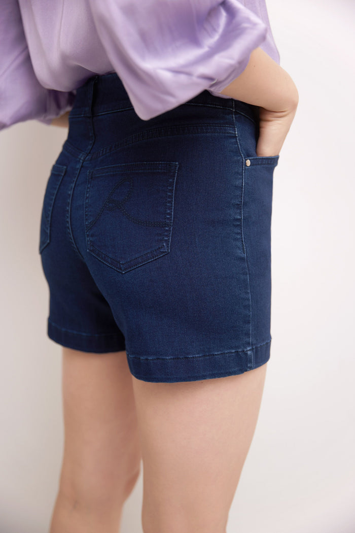 Rekucci Rekucci Women's Slimming 5 Inch Jean Short With Snap Detail Ink-rinse