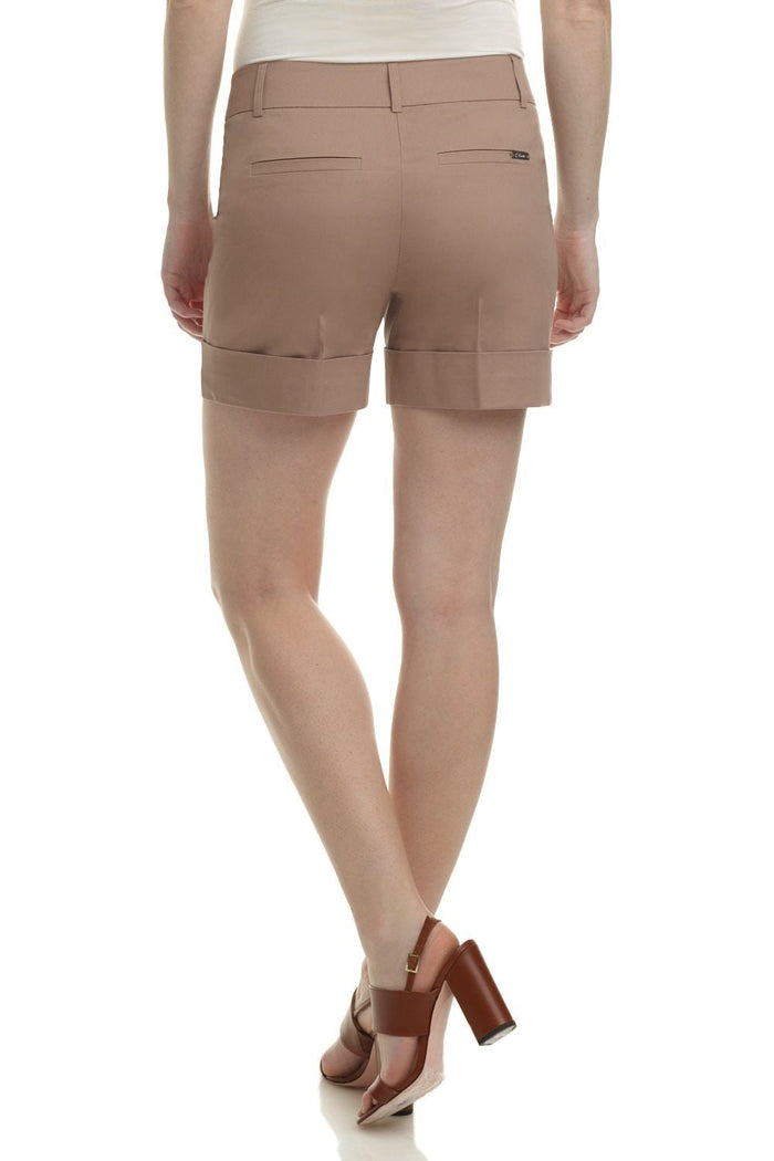Rekucci Rekucci Women's Stretch Cotton Blend Cuffed Perfect Chino Short Khaki