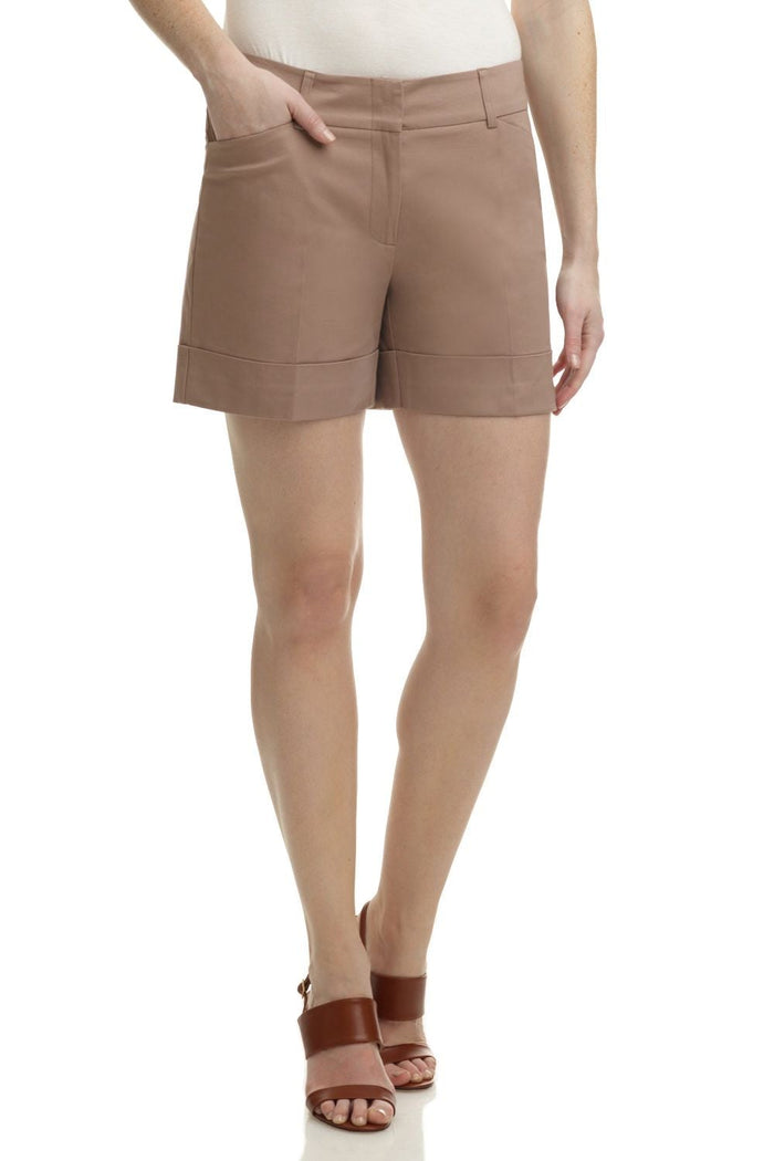 rekucci Rekucci Women's Stretch Cotton Blend Cuffed Perfect Chino Short khaki
