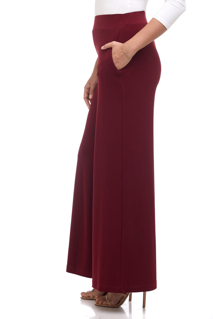 Rekucci Rekucci Women's Travel Collection Palazzo Wide Leg Pant Burgundy