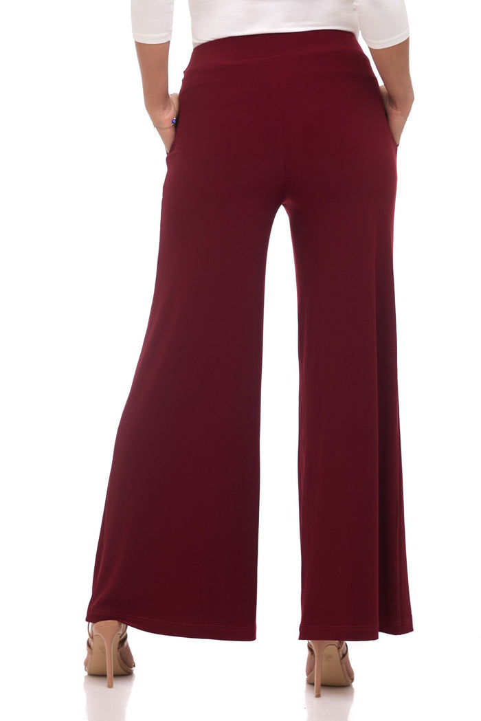 Rekucci Rekucci Women's Travel Collection Palazzo Wide Leg Pant Burgundy