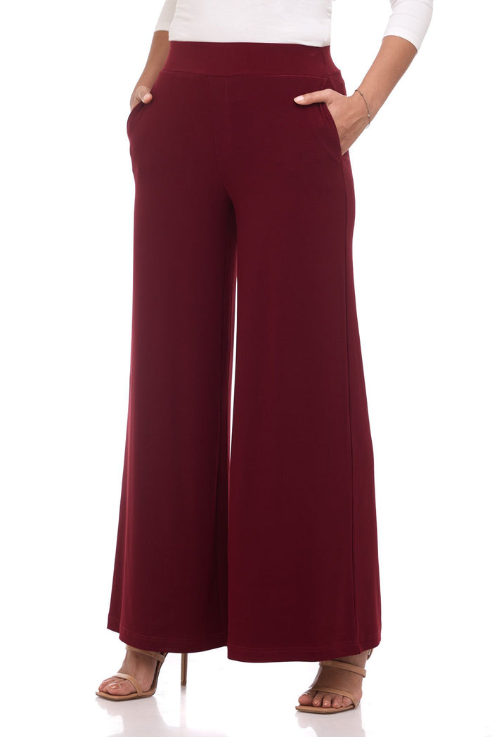 rekucci Rekucci Women's Travel Collection Palazzo Wide Leg Pant burgundy