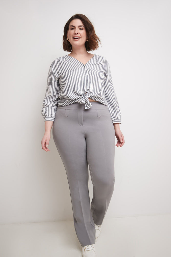 Rekucci Secret Figure Curvy Bootcut Pants With Tummy Control Silver