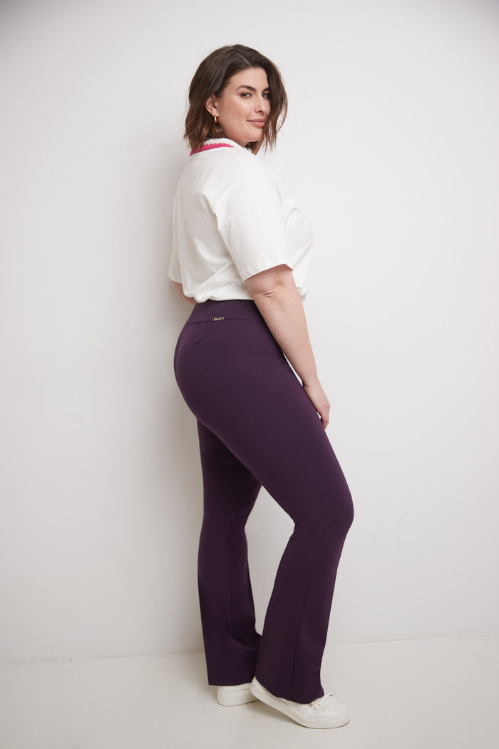 Rekucci Secret Figure Curvy Bootcut Pants With Tummy Control Deep-plum
