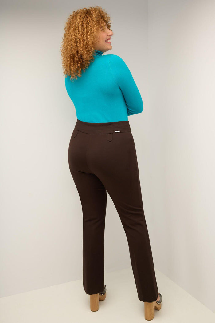 Rekucci Secret Figure Curvy Bootcut Pants With Tummy Control Brown