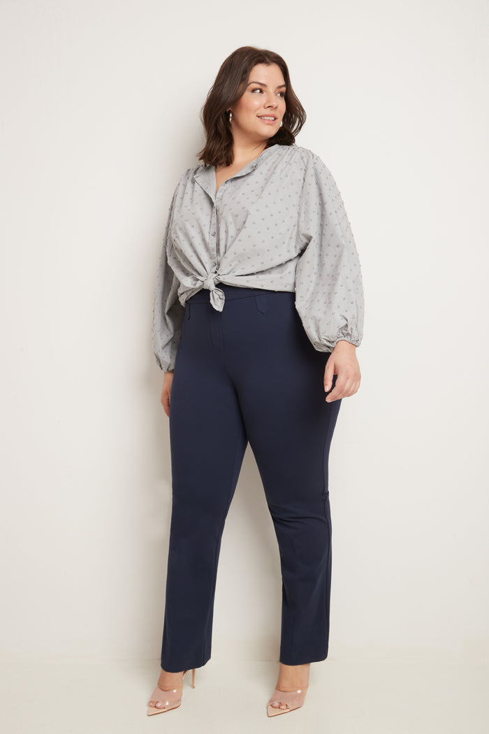rekucci Secret Figure Curvy Bootcut Pants with Tummy Control indigo