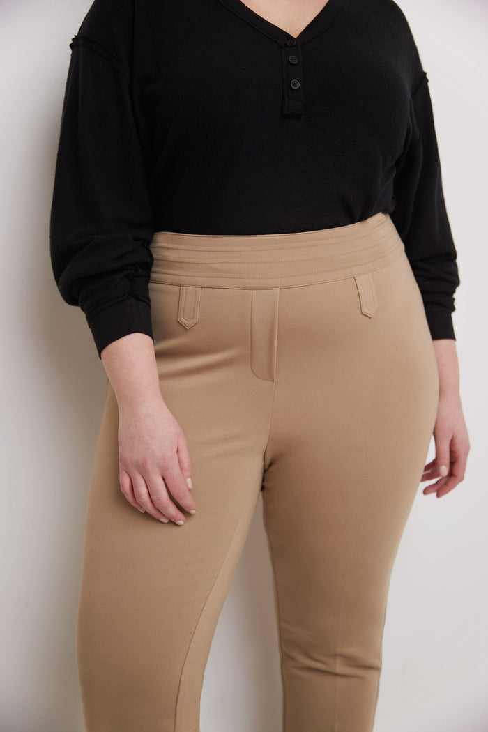 Rekucci Secret Figure Curvy Bootcut Pants With Tummy Control Camel