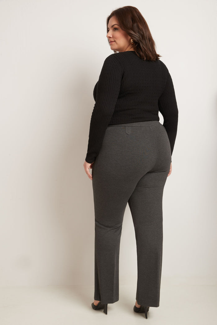 Rekucci Secret Figure Curvy Bootcut Pants With Tummy Control Dk-charcoal