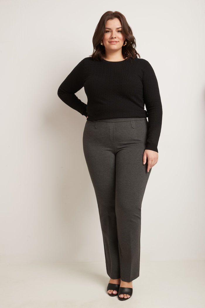 rekucci Secret Figure Curvy Bootcut Pants with Tummy Control dk-charcoal