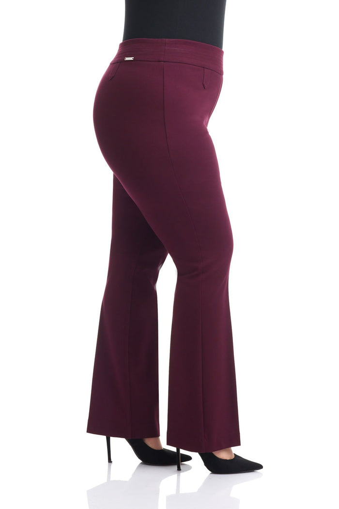 Rekucci Secret Figure Curvy Bootcut Pants With Tummy Control Burgundy
