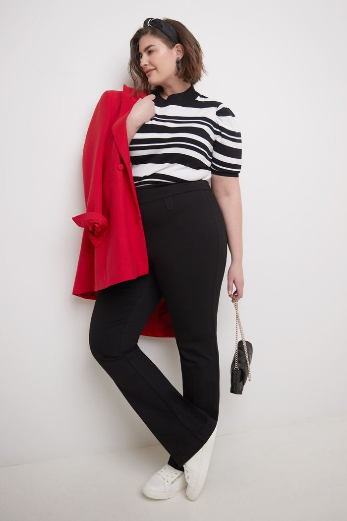 rekucci Secret Figure Curvy Bootcut Pants with Tummy Control black