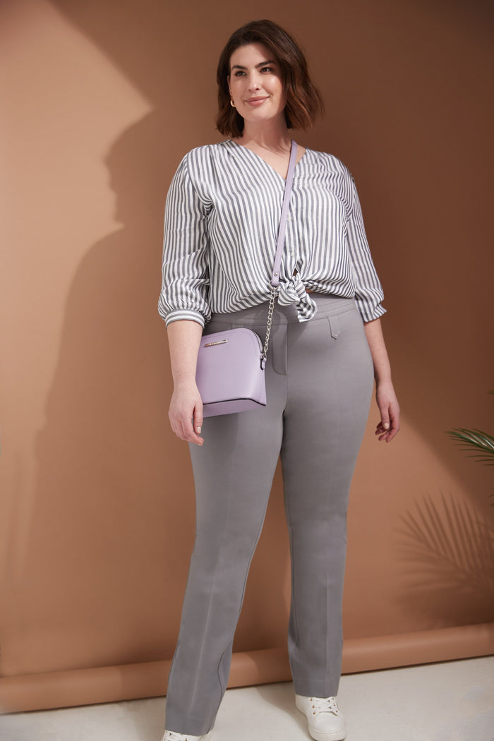 rekucci Secret Figure Curvy Bootcut Pants with Tummy Control silver