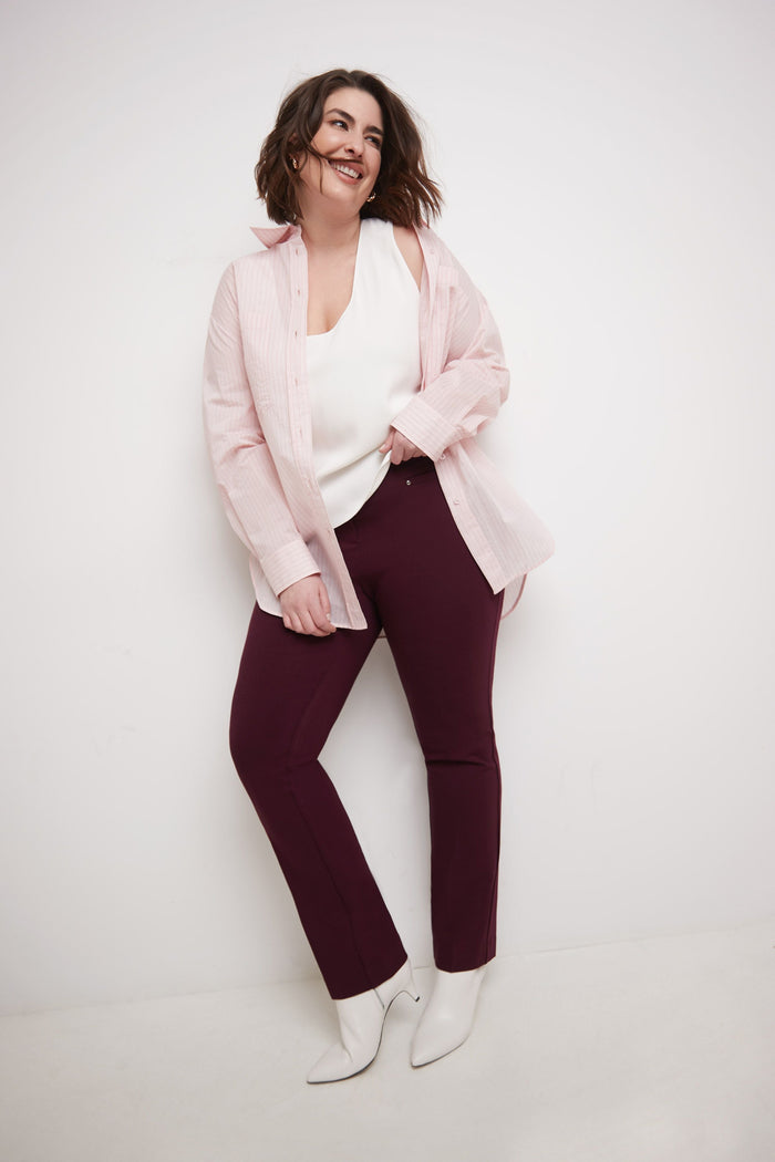 Rekucci Secret Figure Curvy Tummy Control Pants Burgundy