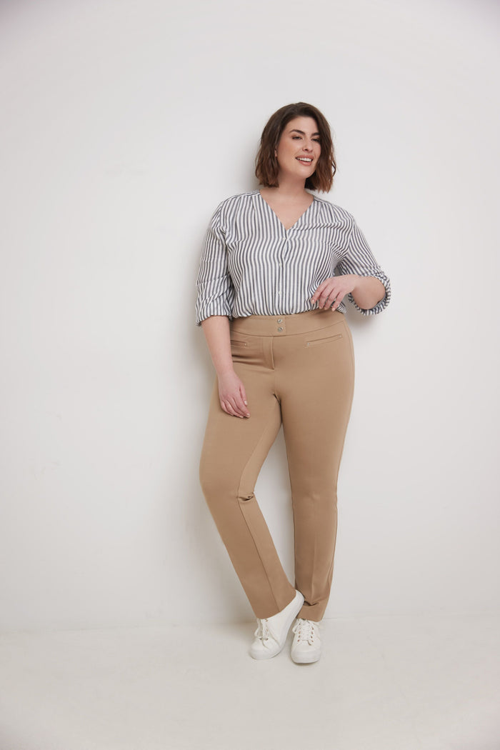 Rekucci Secret Figure Curvy Tummy Control Pants Camel
