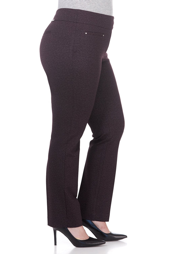 Rekucci Secret Figure Curvy Tummy Control Pants Charcoal/burgundy-herringbone
