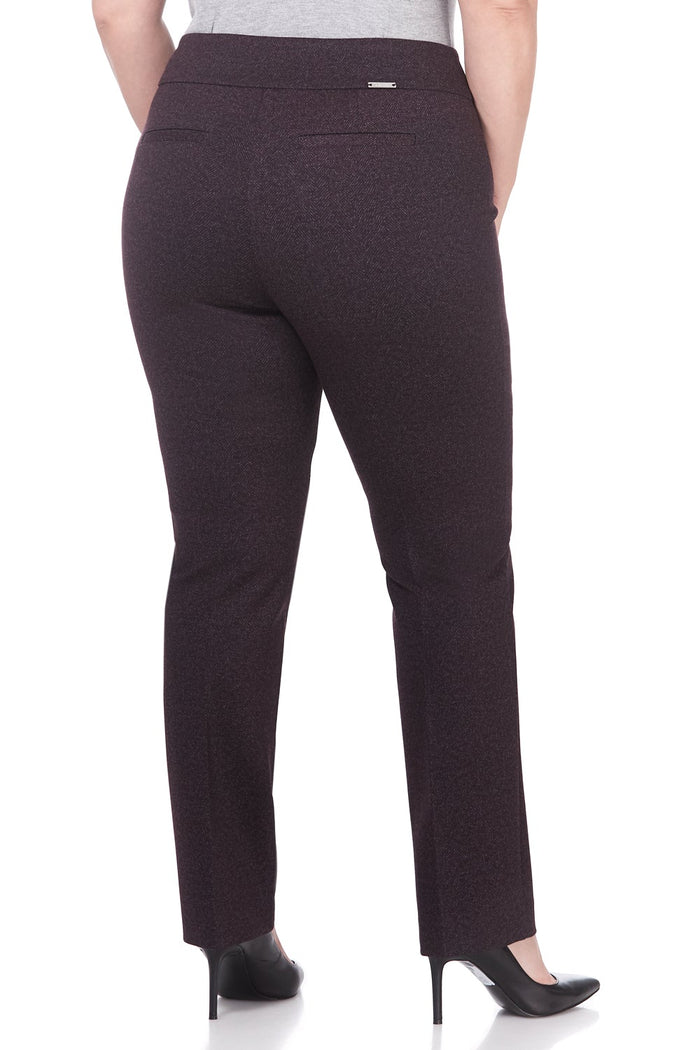 Rekucci Secret Figure Curvy Tummy Control Pants Charcoal/burgundy-herringbone