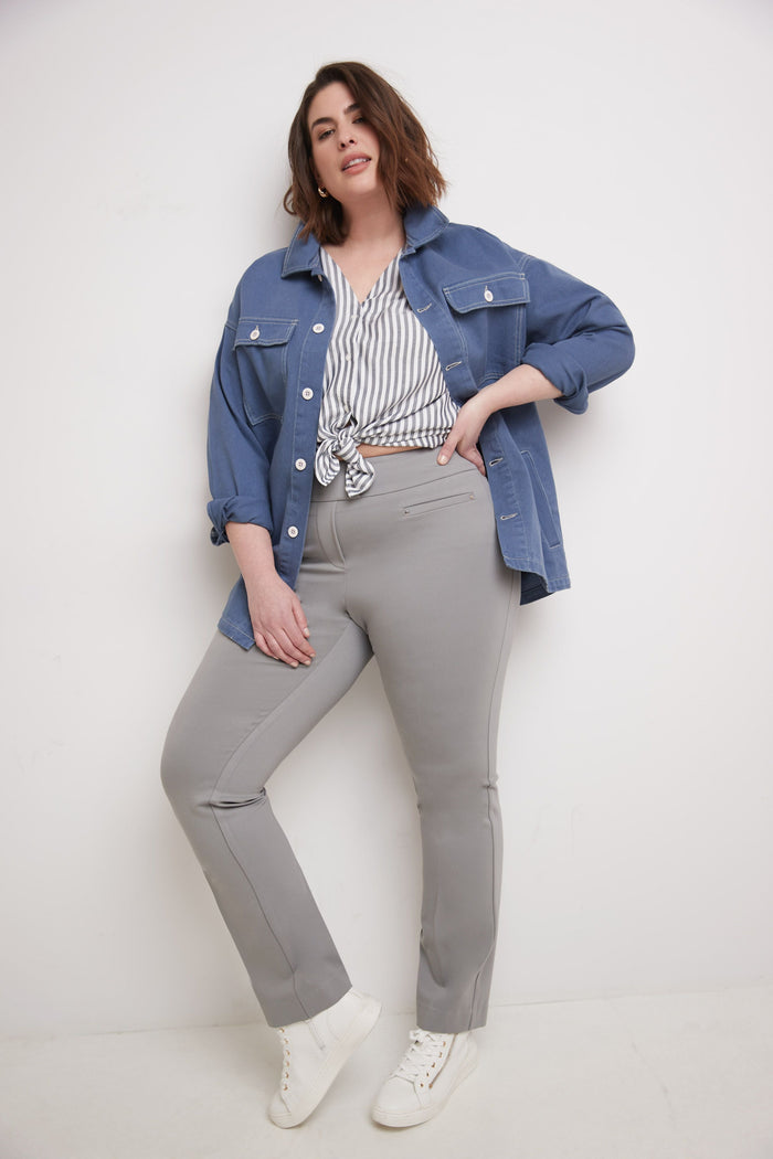 Rekucci Secret Figure Curvy Tummy Control Pants Silver