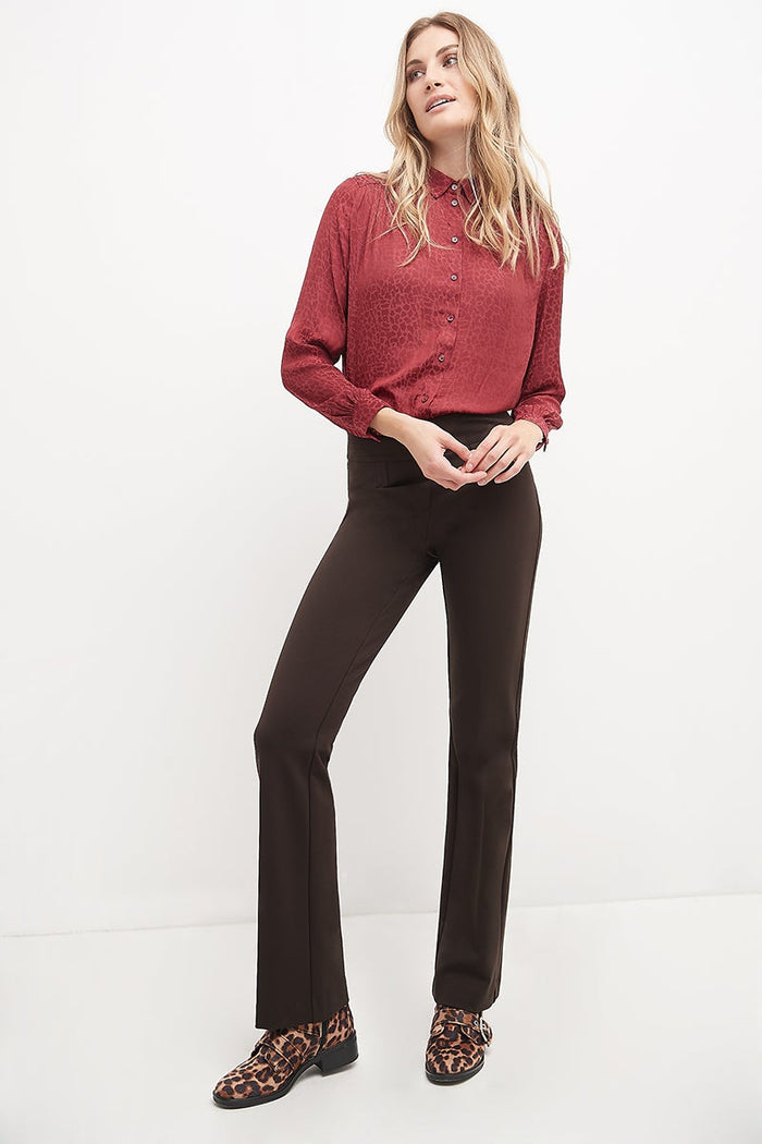 rekucci Secret Figure Pull-on Bootcut Pants with Tummy Control brown