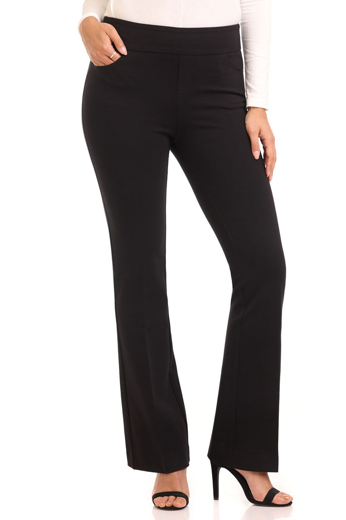 Rekucci Secret Figure Pull-On Knit Bootcut 5 Pocket Pant Black