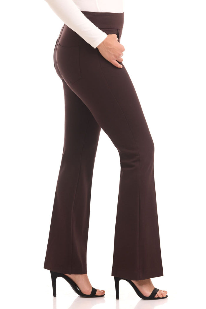 Rekucci Secret Figure Pull-On Knit Bootcut 5 Pocket Pant Brown