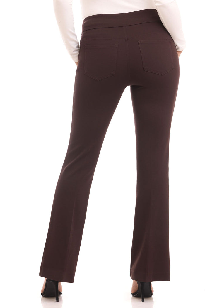 Rekucci Secret Figure Pull-On Knit Bootcut 5 Pocket Pant Brown