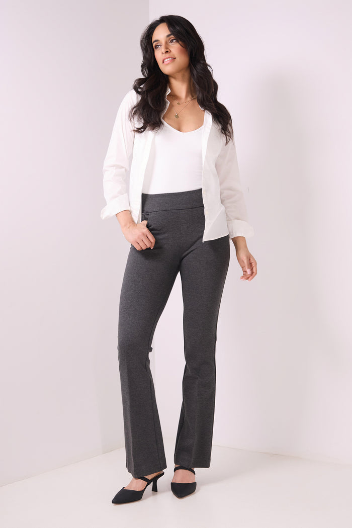 Rekucci Secret Figure Pull-On Knit Bootcut 5 Pocket Pant Dark-charcoal