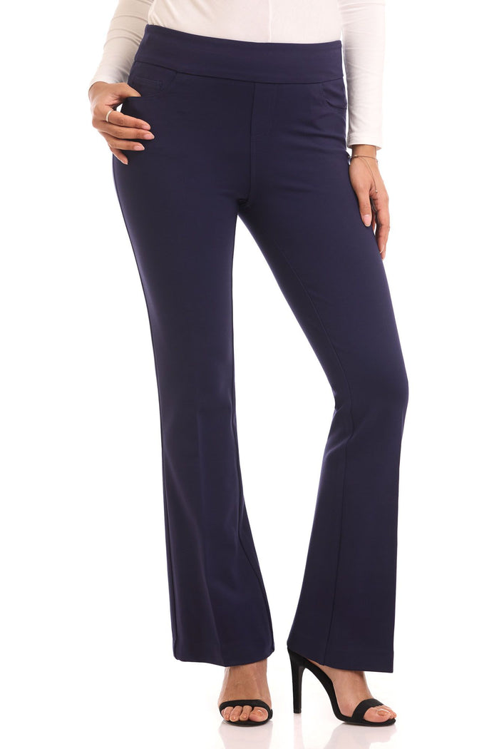 Rekucci Secret Figure Pull-On Knit Bootcut 5 Pocket Pant Navy