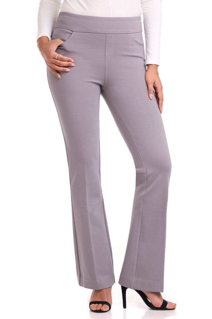 rekucci Secret Figure Pull-On Knit Bootcut 5 Pocket Pant silver