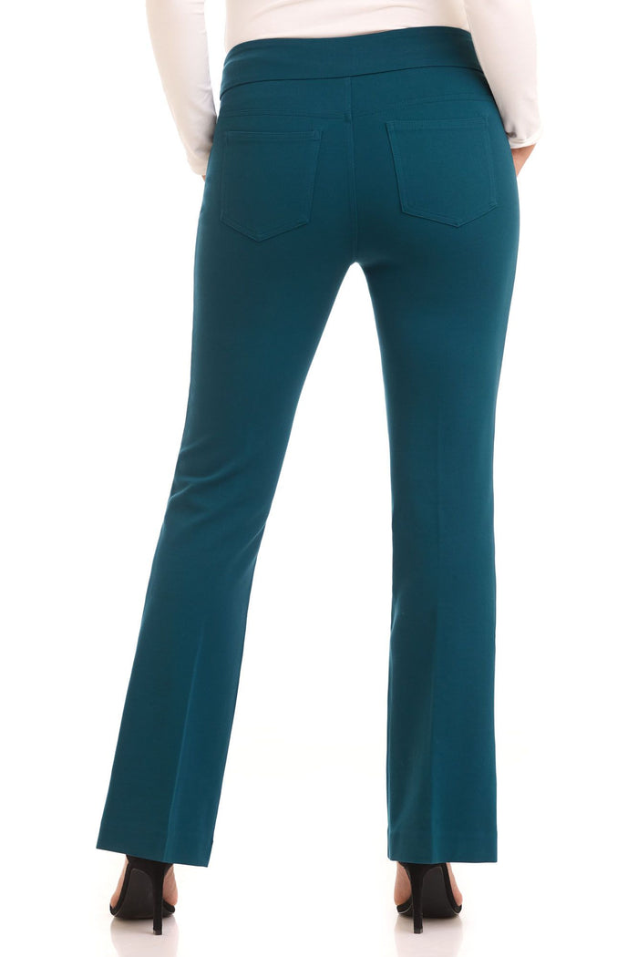Rekucci Secret Figure Pull-On Knit Bootcut 5 Pocket Pant Teal
