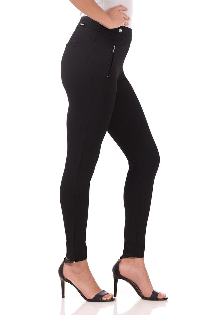 Rekucci Secret Figure Pull-on Knit Pants With A Skinny Silhouette Black-texture