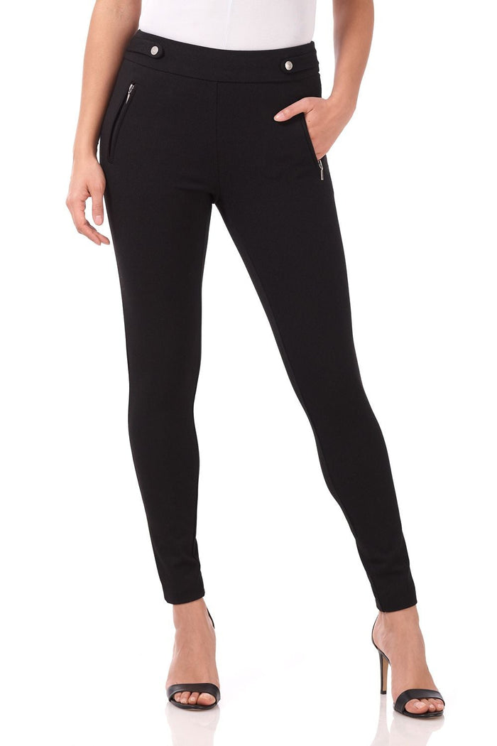 rekucci Secret Figure Pull-on Knit Pants with a Skinny Silhouette black-texture