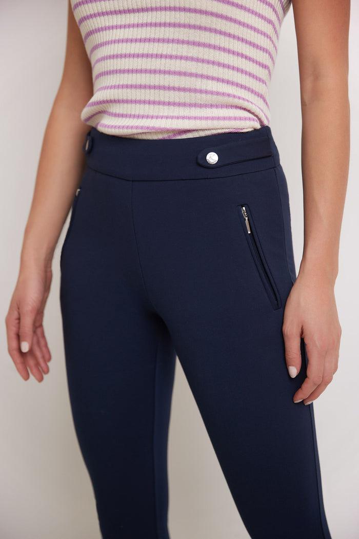 Rekucci Secret Figure Pull-on Knit Pants With A Skinny Silhouette Navy