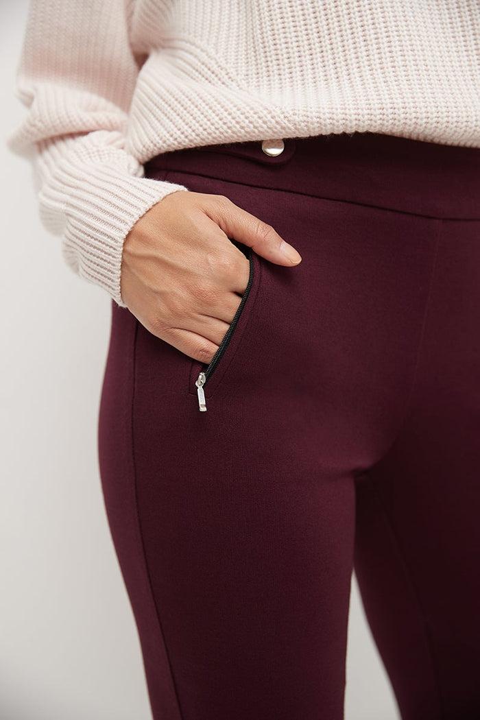 Rekucci Secret Figure Pull-on Knit Pants With A Skinny Silhouette Burgundy