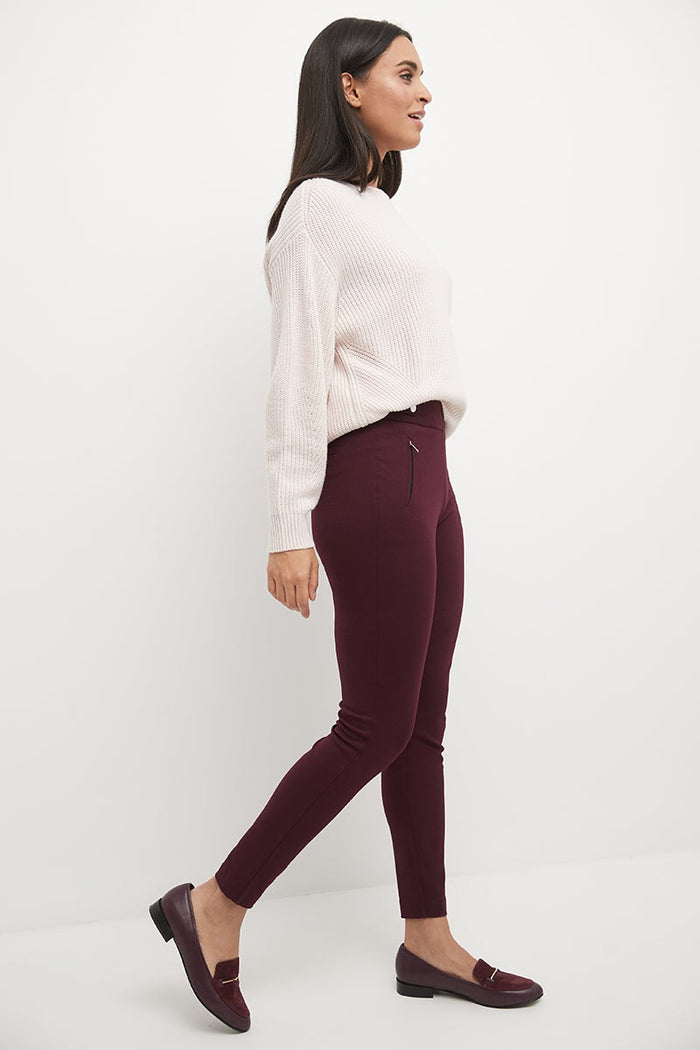 Rekucci Secret Figure Pull-on Knit Pants With A Skinny Silhouette Burgundy