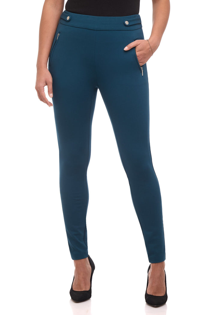 rekucci Secret Figure Pull-on Knit Pants with a Skinny Silhouette teal