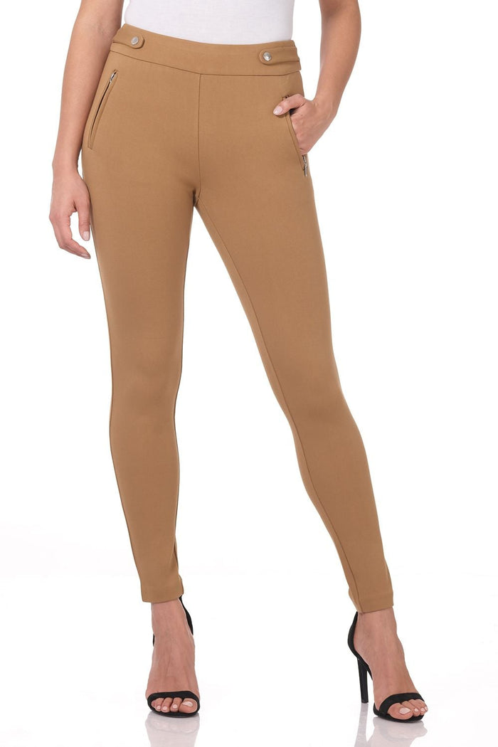 rekucci Secret Figure Pull-on Knit Pants with a Skinny Silhouette caramel