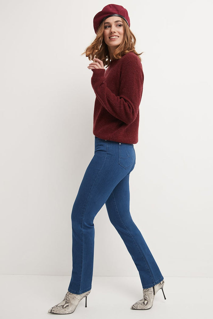 Rekucci Secret Figure Pull-on Straight Leg Jeans With 5 Real Pockets Malibu-solid