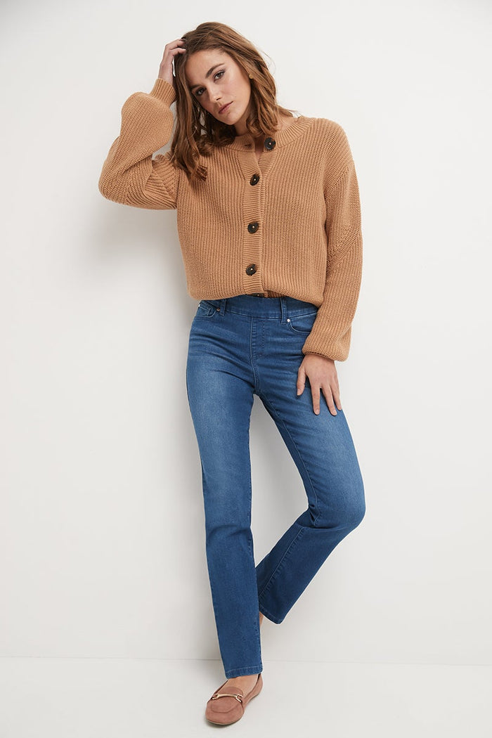 Rekucci Secret Figure Pull-on Straight Leg Jeans With 5 Real Pockets Malibu-sandblast