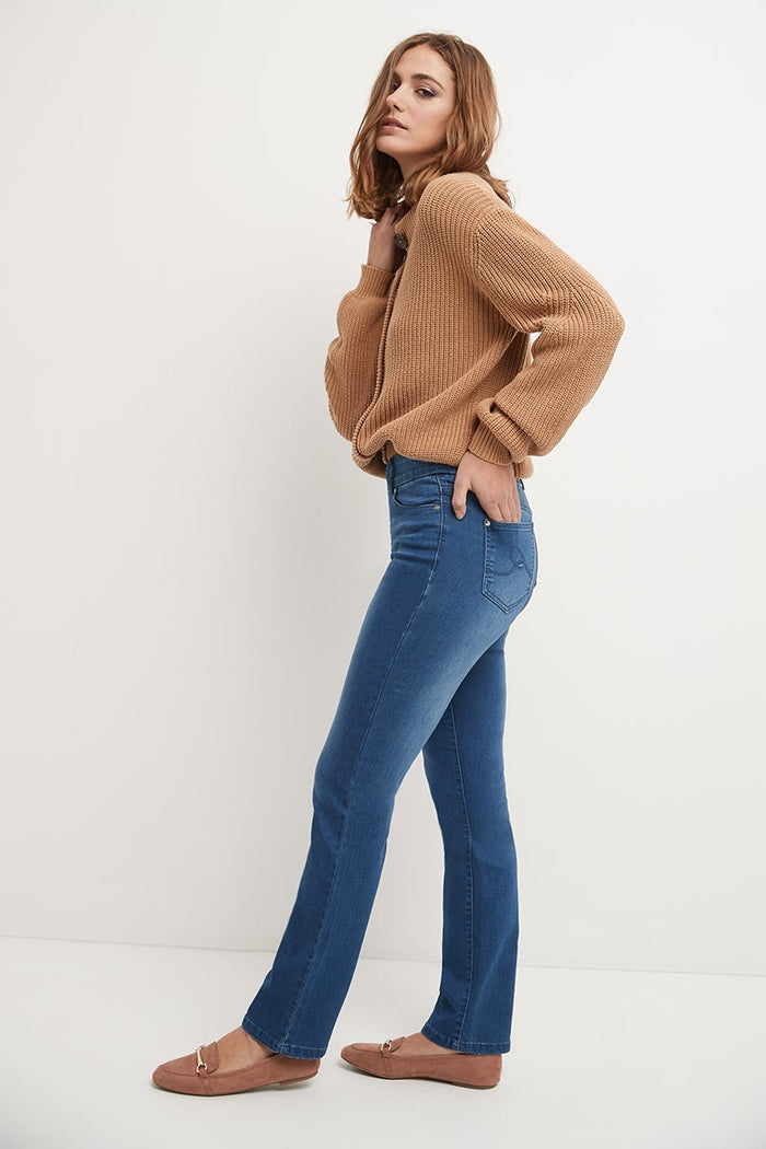 rekucci Secret Figure Pull-on Straight Leg Jeans with 5 real pockets malibu-sandblast