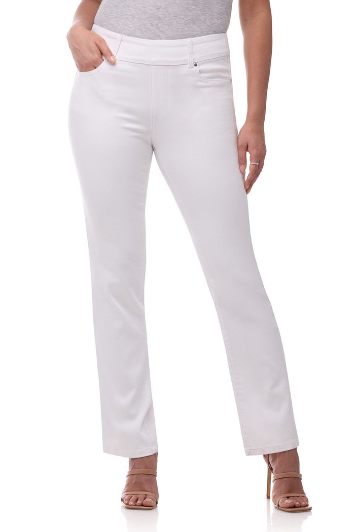 Rekucci Secret Figure Pull-on Straight Leg Jeans With 5 Real Pockets White