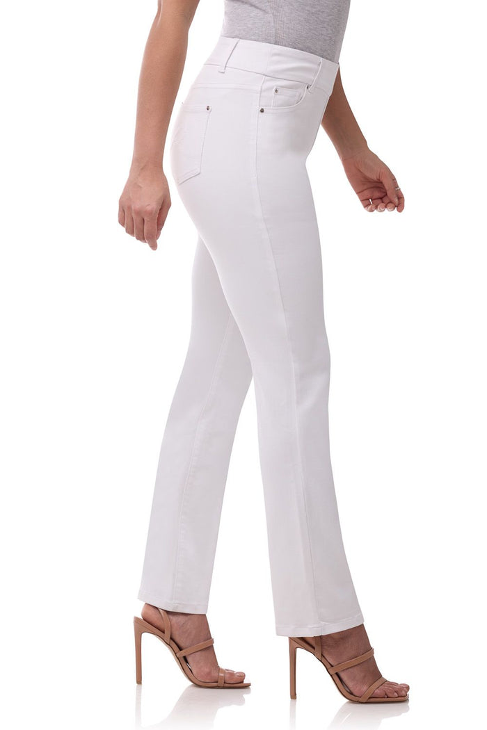 rekucci Secret Figure Pull-on Straight Leg Jeans with 5 real pockets white