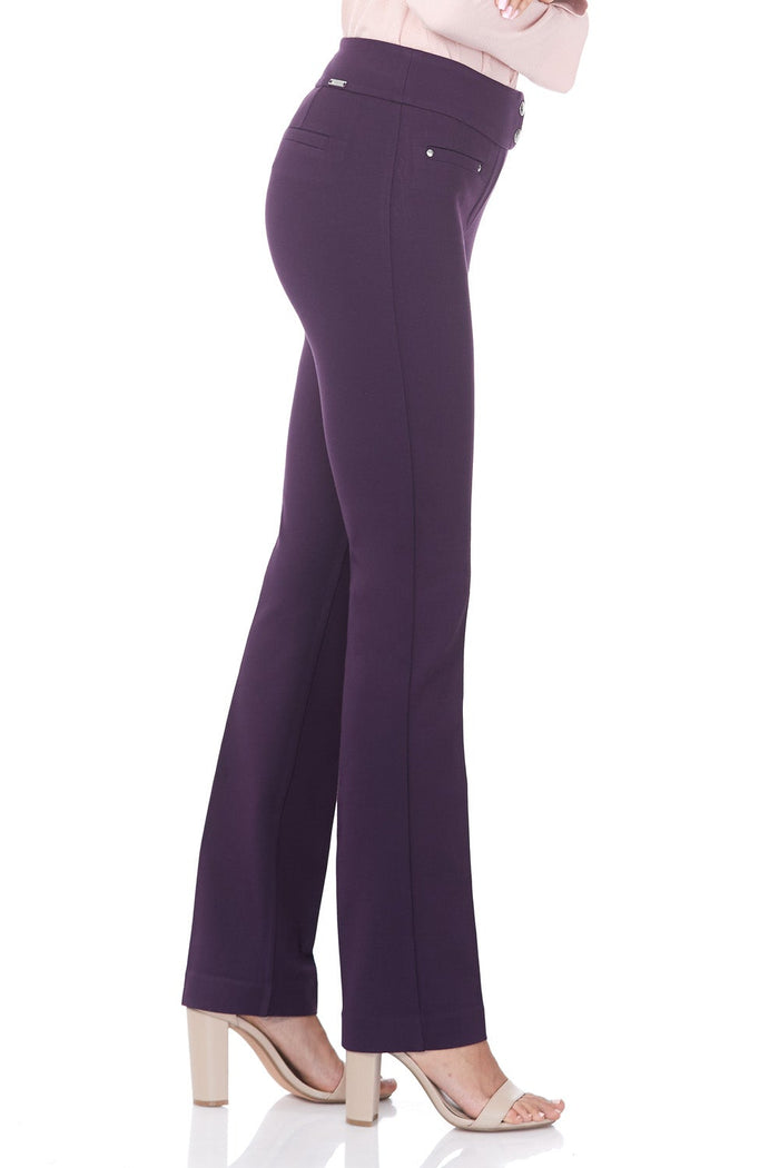 Rekucci Secret Figure Pull-on Straight Pants With Tummy Control Deep-plum